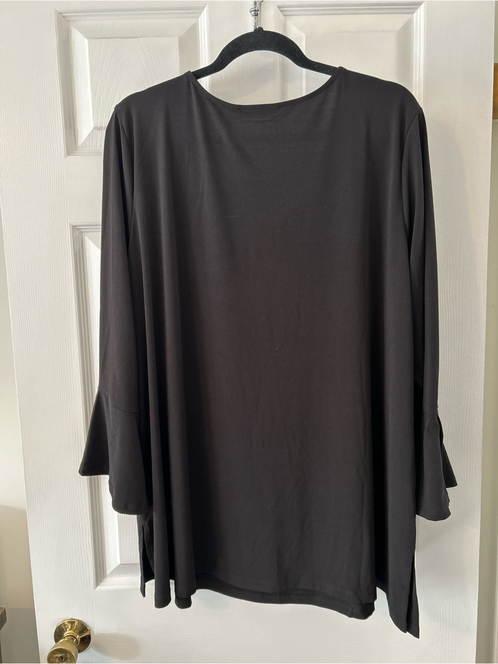 Susan Graver Black V-Neck Tunic with Button Cuffs - Picture 3 of 3